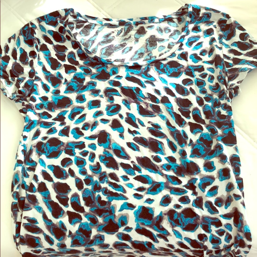 Ann Taylor Modal Tee Blue Cheetah print